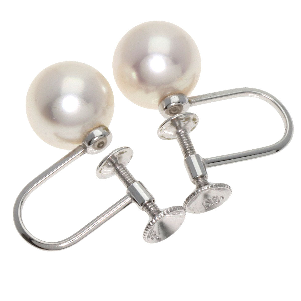 MIKIMOTO Pearl Pearl M Charm Earrings 2-piece set Necklace Silver Ladies [Used]