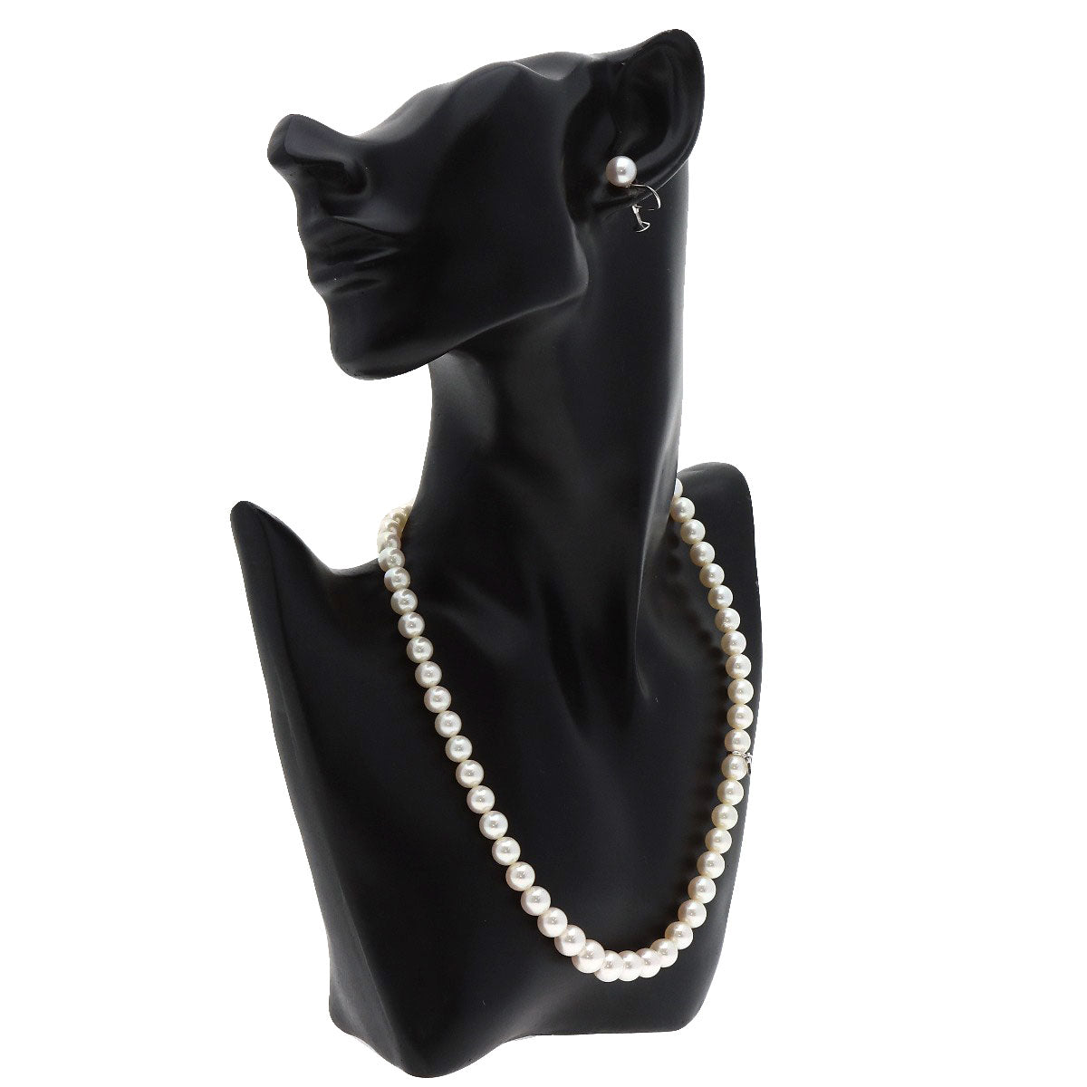 MIKIMOTO Pearl Pearl M Charm Earrings 2-piece set Necklace Silver Ladies [Used]