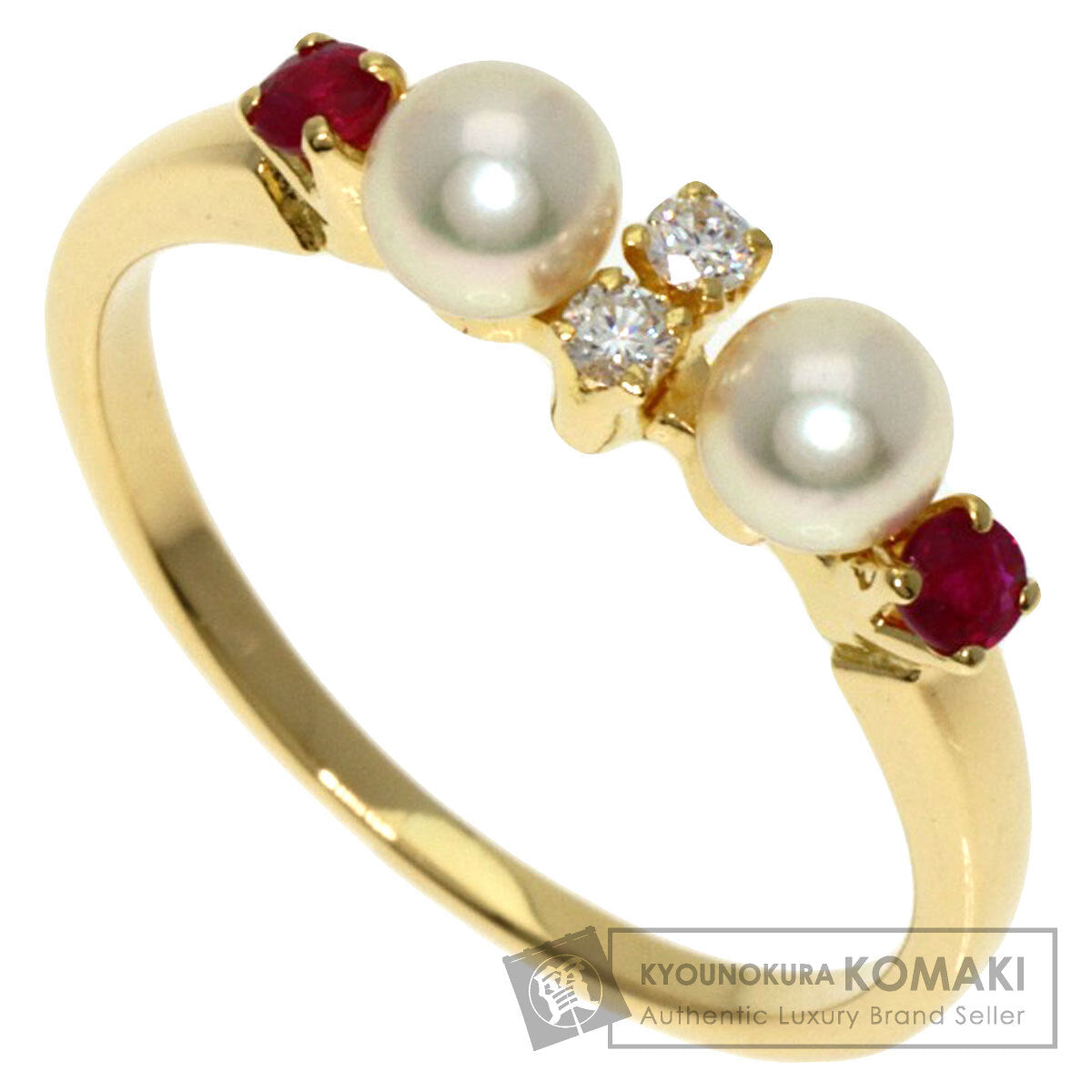 MIKIMOTO   Ring Pearl Pearl Ruby Diamond K18 Yellow Gold Ladies