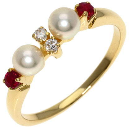 MIKIMOTO   Ring Pearl Pearl Ruby Diamond K18 Yellow Gold Ladies