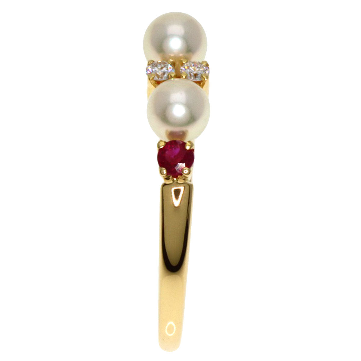 MIKIMOTO   Ring Pearl Pearl Ruby Diamond K18 Yellow Gold Ladies