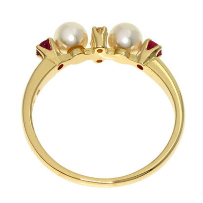 MIKIMOTO   Ring Pearl Pearl Ruby Diamond K18 Yellow Gold Ladies