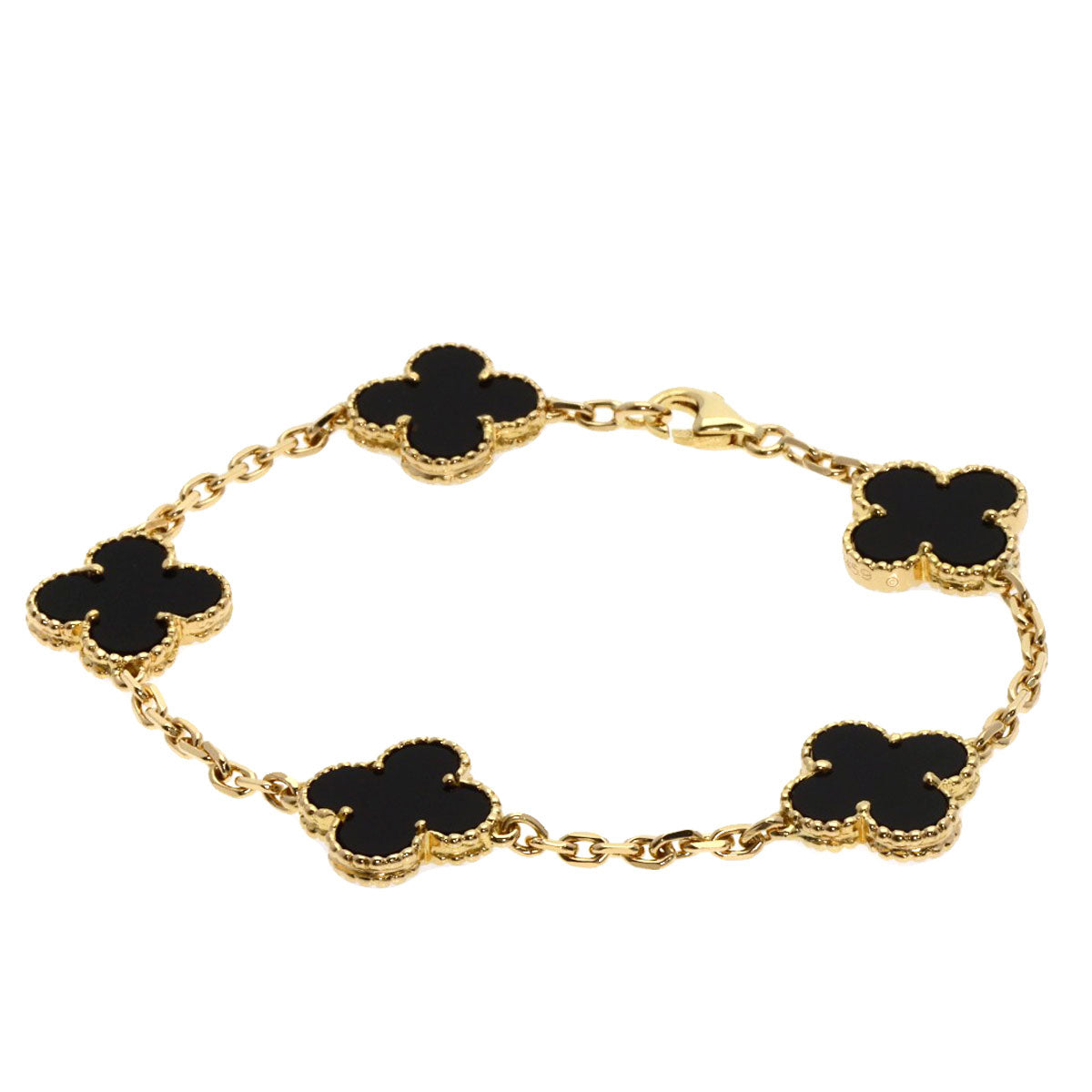 Van Cleef & Arpels Vintage Alhambra Onyx Bracelet K18 Yellow Gold Ladies [Used]
