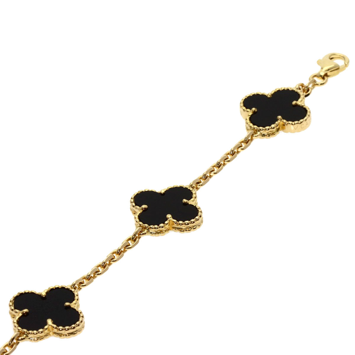 Van Cleef & Arpels Vintage Alhambra Onyx Bracelet K18 Yellow Gold Ladies [Used]