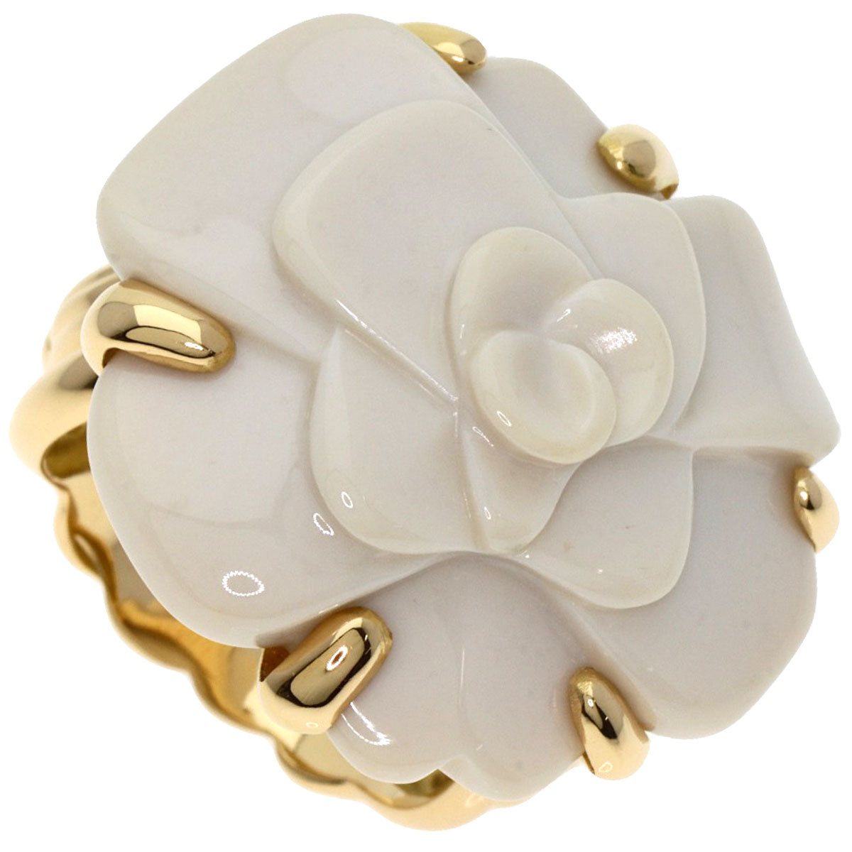 CHANEL   Ring Camellia Chalcedony K18 Yellow Gold Ladies