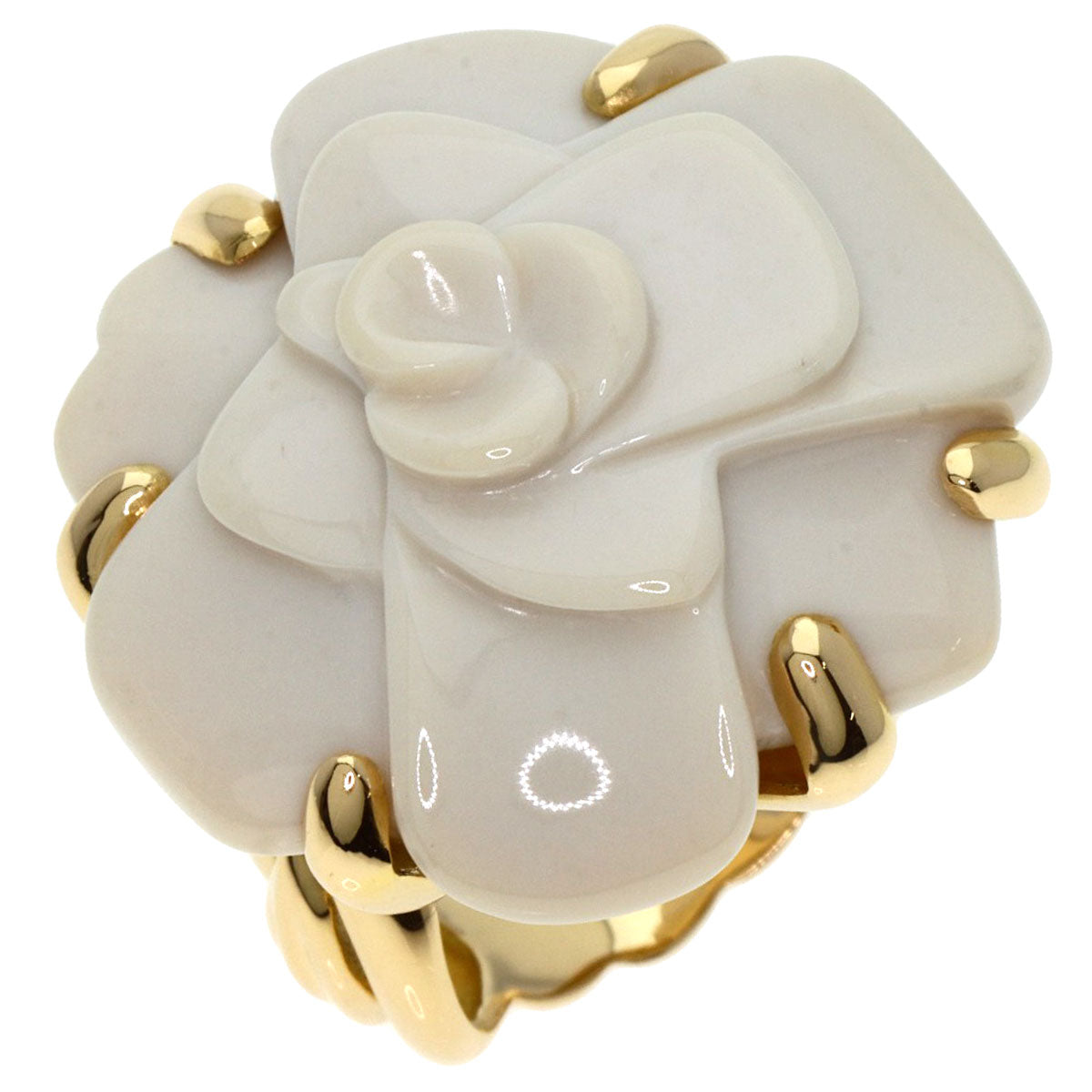 CHANEL   Ring Camellia Chalcedony K18 Yellow Gold Ladies