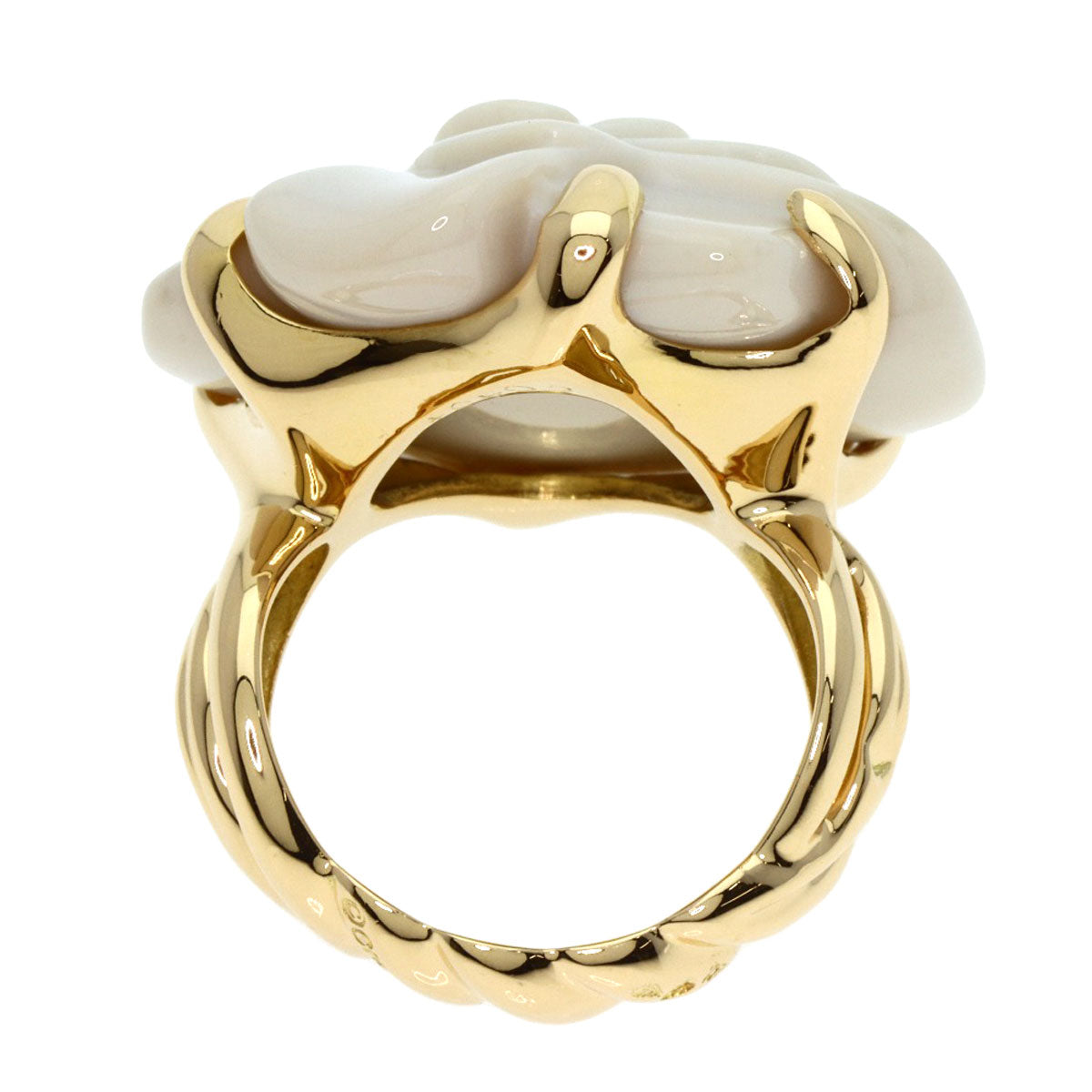CHANEL   Ring Camellia Chalcedony K18 Yellow Gold Ladies