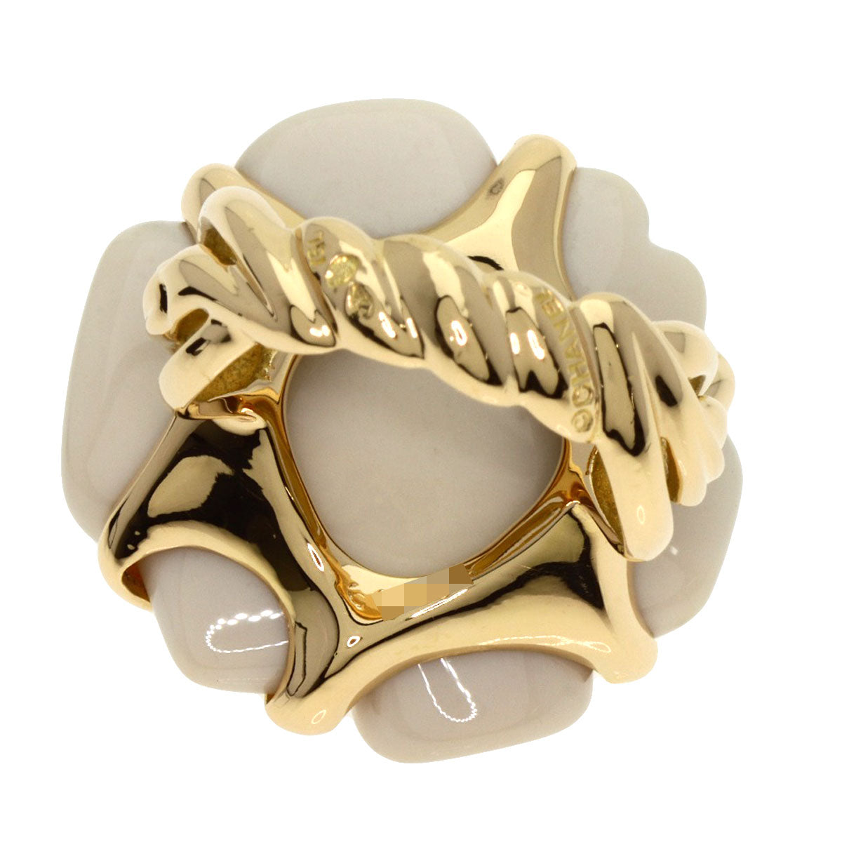 CHANEL   Ring Camellia Chalcedony K18 Yellow Gold Ladies