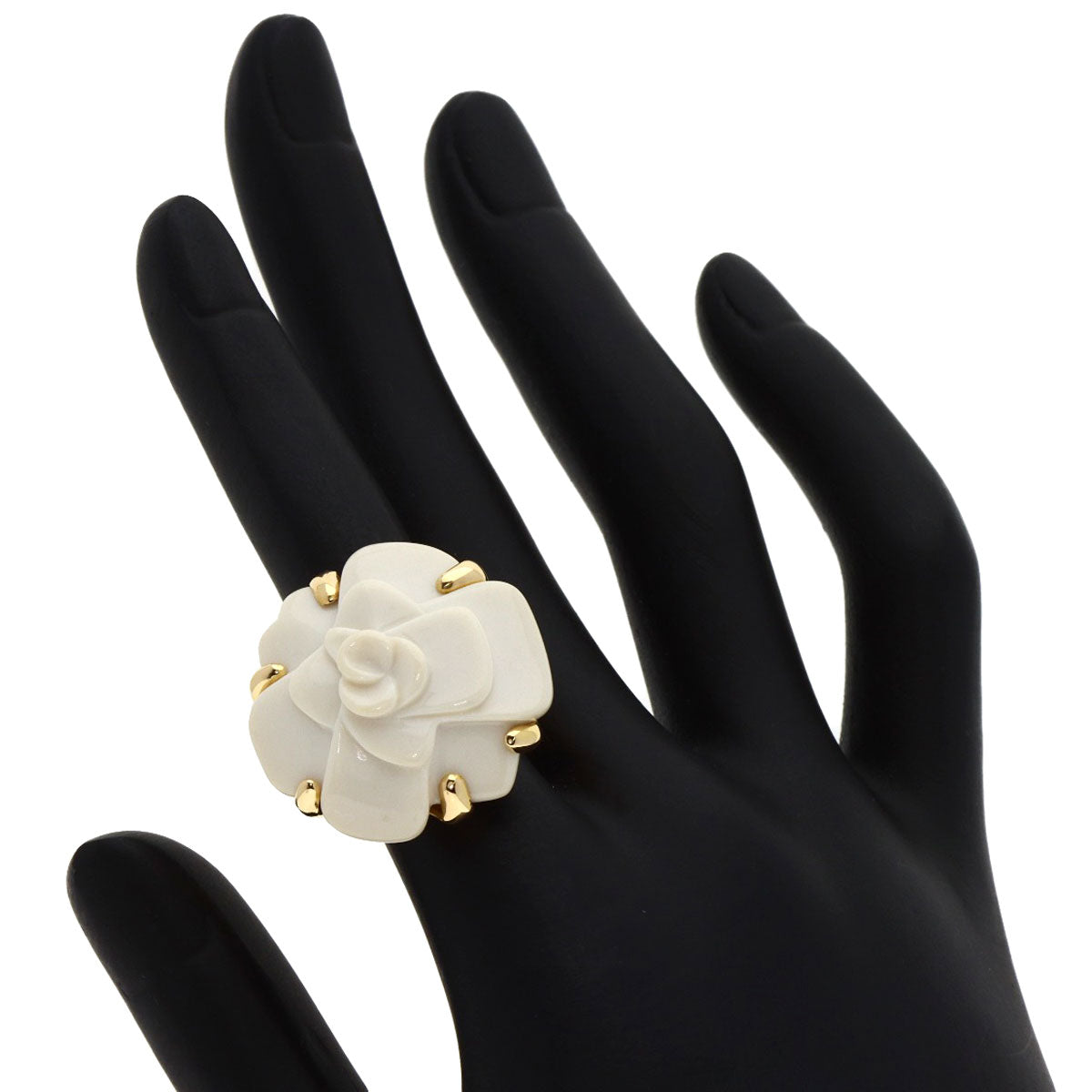 CHANEL   Ring Camellia Chalcedony K18 Yellow Gold Ladies