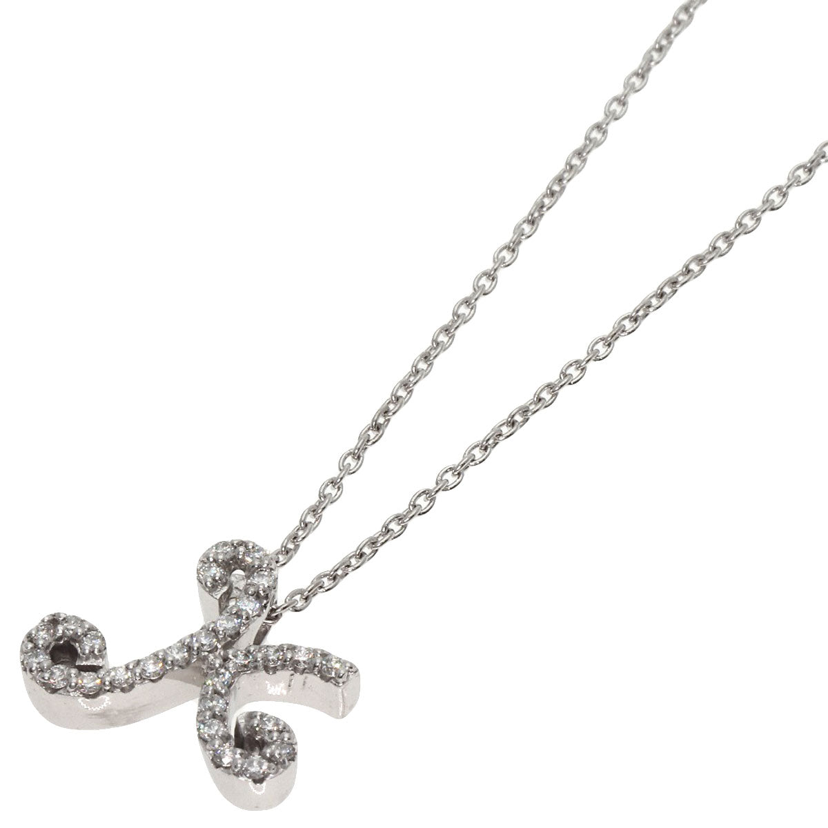 Ponte Vecchio   Necklace Initial K Diamond K18 White Gold Ladies