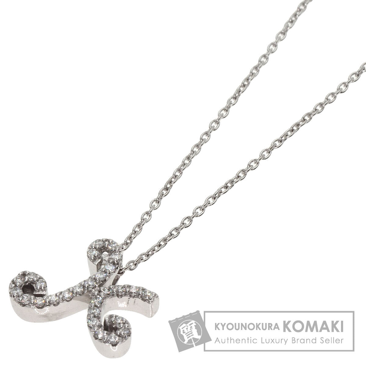 Ponte Vecchio   Necklace Initial K Diamond K18 White Gold Ladies