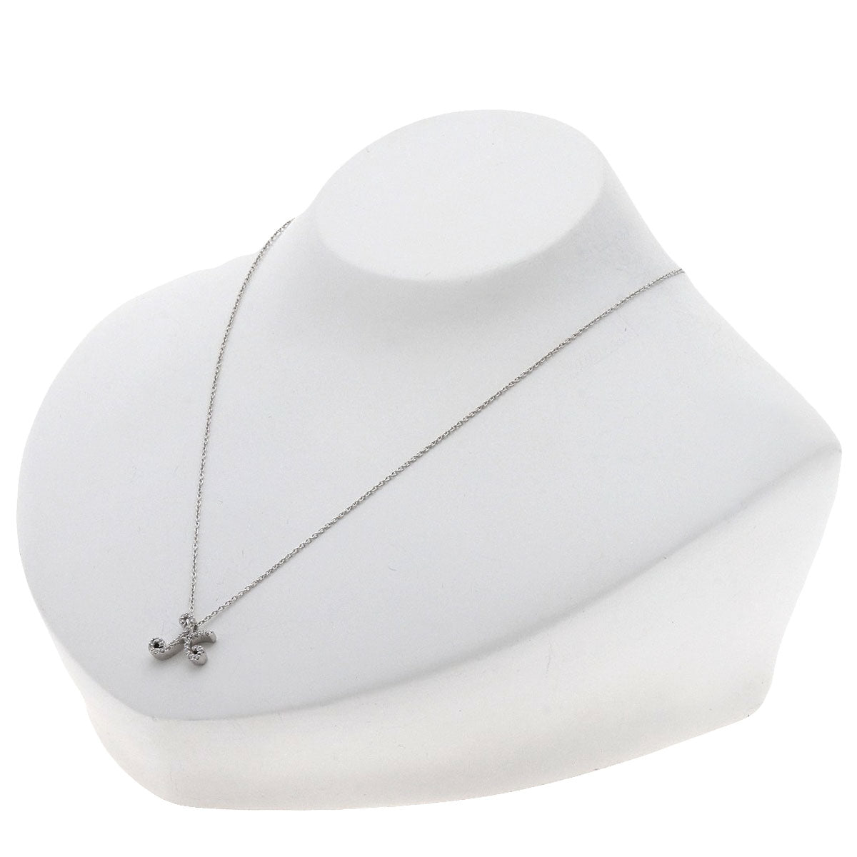 Ponte Vecchio   Necklace Initial K Diamond K18 White Gold Ladies