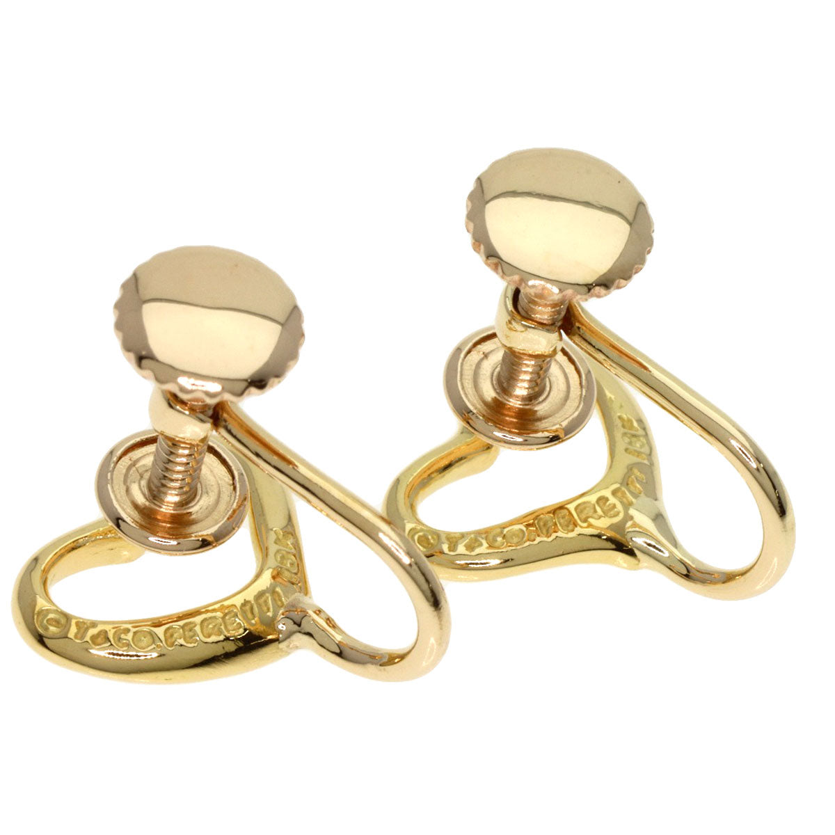 TIFFANY&Co. Open heart Earring K18 Yellow Gold 14KLadies [Used]