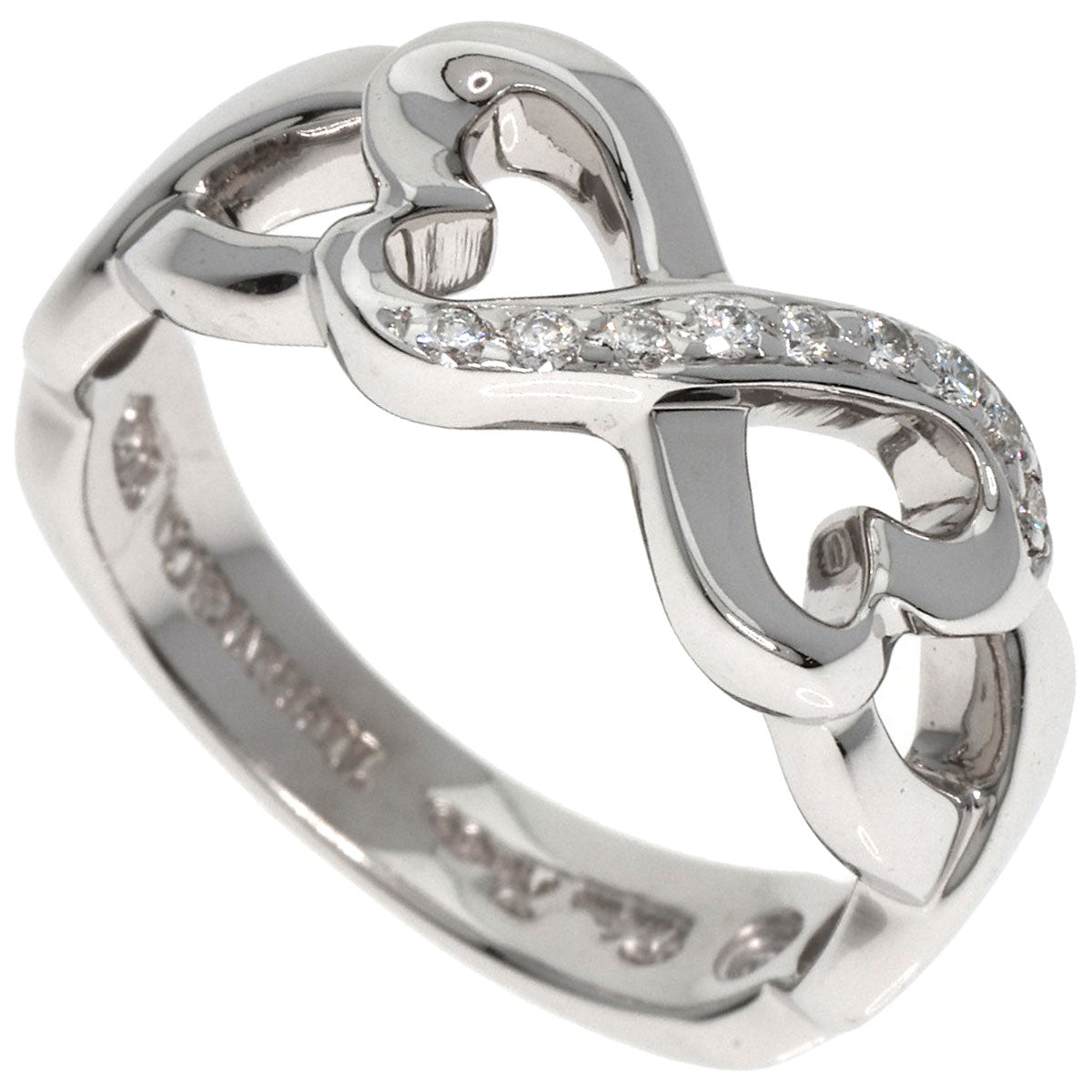 TIFFANY&Co. Double Loving Heart Diamond Ring K18 White Gold Ladies [Used]