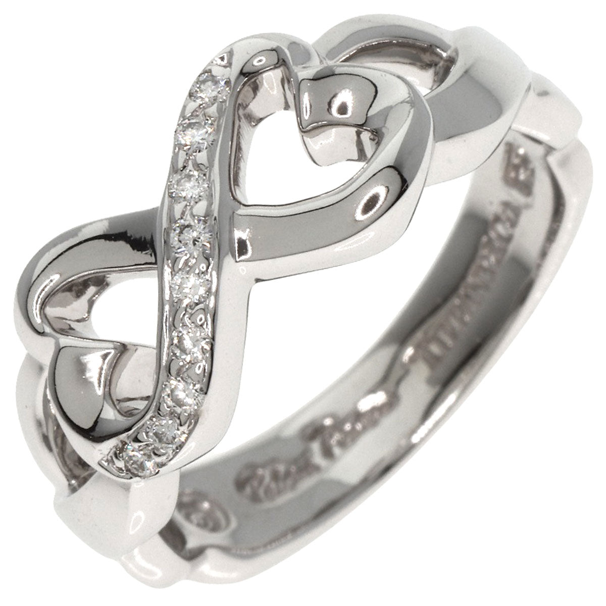 TIFFANY&Co. Double Loving Heart Diamond Ring K18 White Gold Ladies [Used]