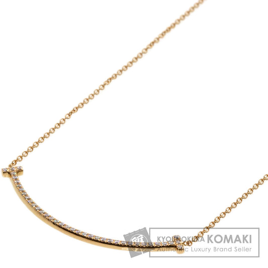 TIFFANY&Co. T Smile Small Diamond Necklace K18 Pink Gold Ladies [Used]
