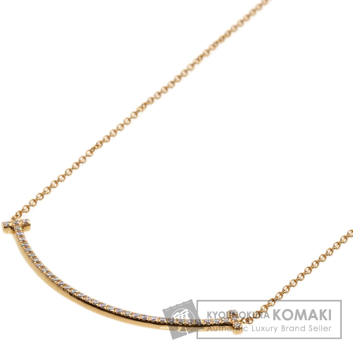 ティファニー Tスマイル スモール ダイヤモンド ネックレス K18ピンクゴールド レディース 【中古】【TIFFANY&Co.】