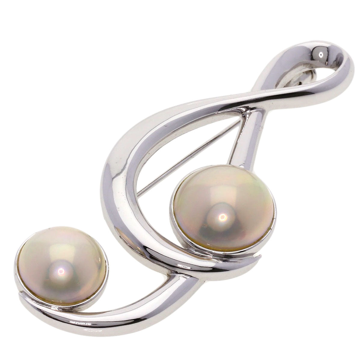 TASAKI   Brooch Mabe pearl Pearl treble clef Silver Ladies