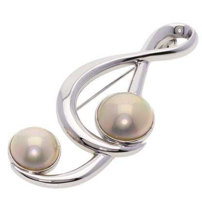 TASAKI   Brooch Mabe pearl Pearl treble clef Silver Ladies