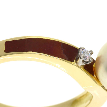 MIKIMOTO Akoya Pearl Pearl Enamel Diamond Ring K18 Yellow Gold Ladies [Used]