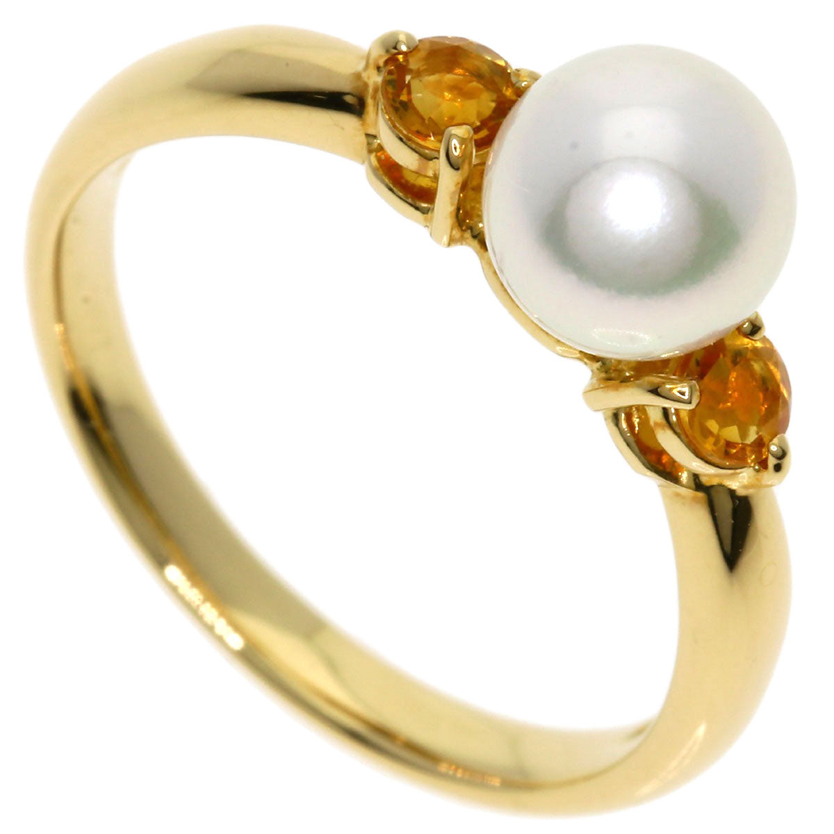 TASAKI Akoya Pearl Pearl Citrin Ring K18 Yellow Gold Ladies [Used]