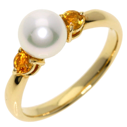 TASAKI Akoya Pearl Pearl Citrin Ring K18 Yellow Gold Ladies [Used]