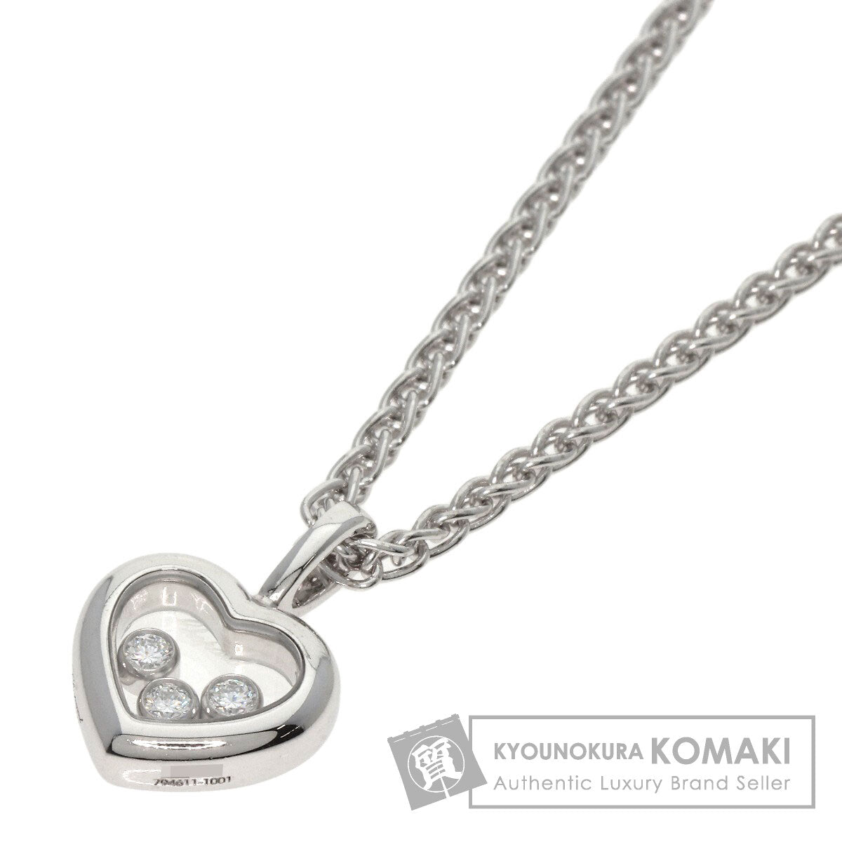 Chopard   Necklace Happy diamond heart motif 3P Diamond K18 White Gold Ladies