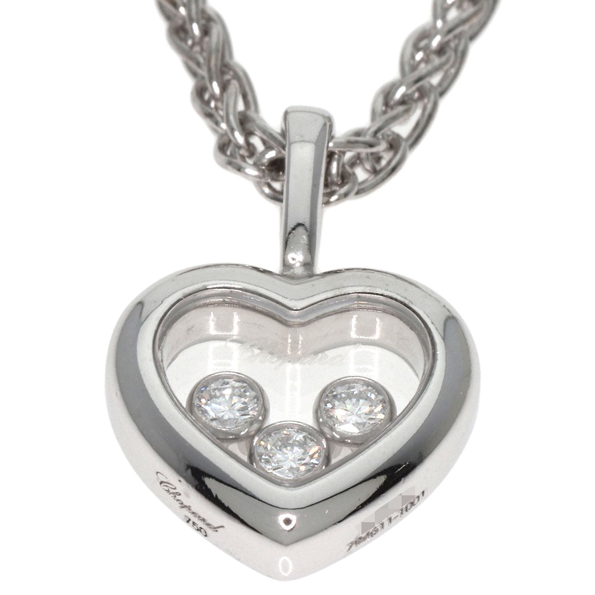 Chopard   Necklace Happy diamond heart motif 3P Diamond K18 White Gold Ladies