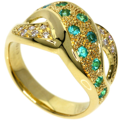 0.33ct Paraiba tourmaline Diamond Ring K18 Yellow Gold  7g　Ladies