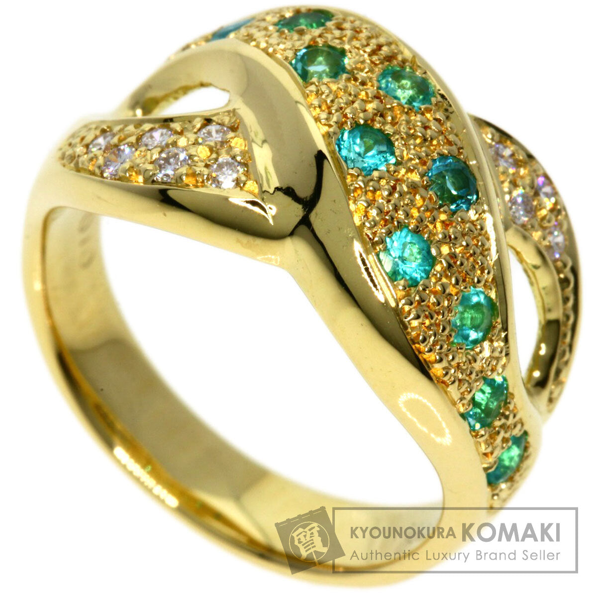 0.33ct Paraiba tourmaline Diamond Ring K18 Yellow Gold  7g　Ladies