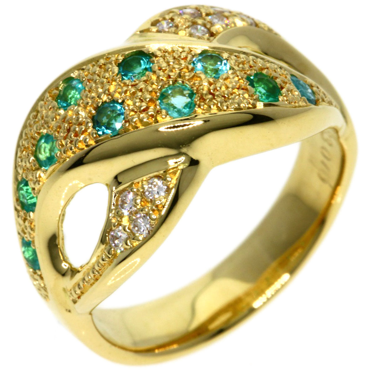 0.33ct Paraiba tourmaline Diamond Ring K18 Yellow Gold  7g　Ladies