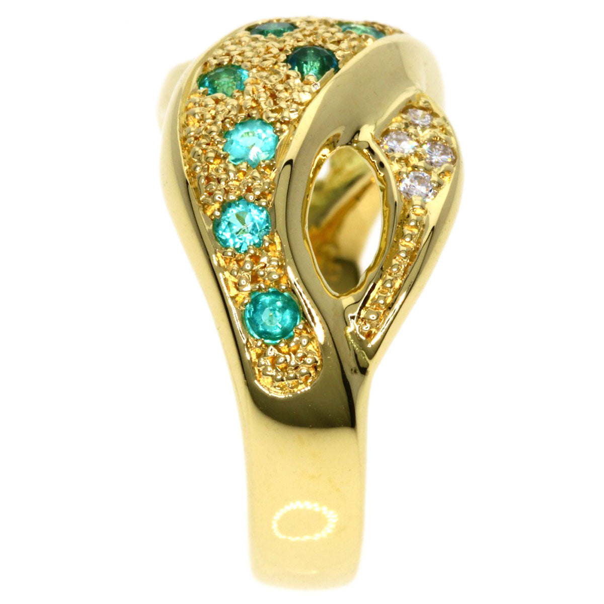 0.33ct Paraiba tourmaline Diamond Ring K18 Yellow Gold  7g　Ladies