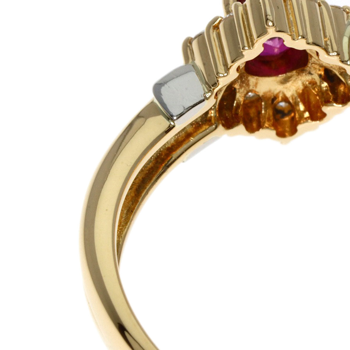 0.33ct Ruby Diamond Ring K18 Yellow Gold PT900 3.76g　Ladies
