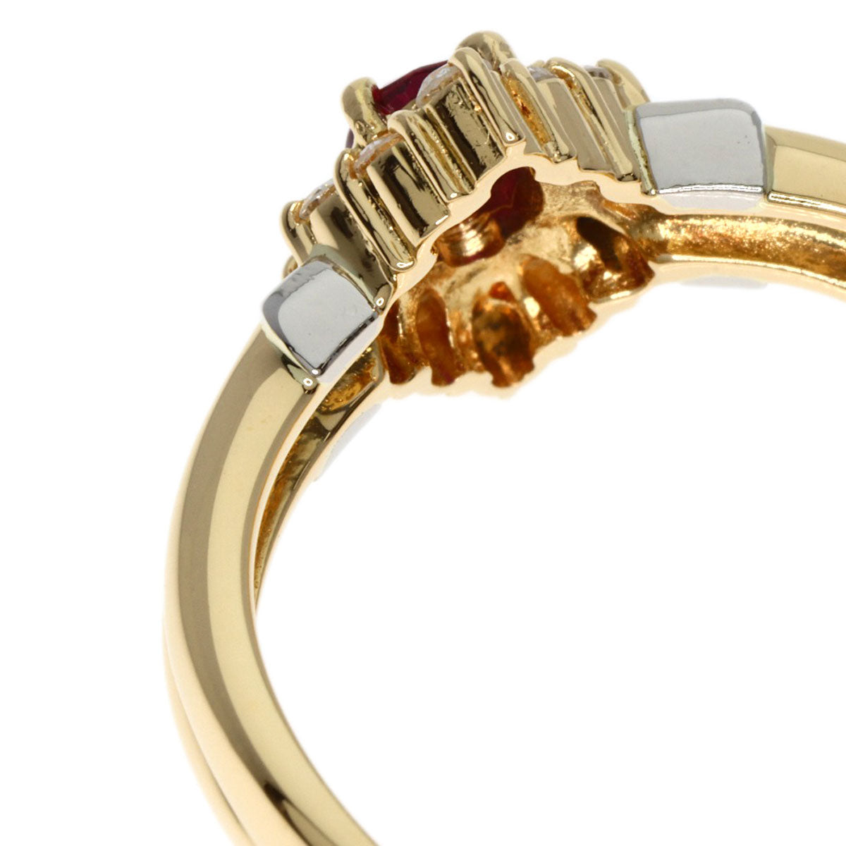 0.33ct Ruby Diamond Ring K18 Yellow Gold PT900 3.76g　Ladies