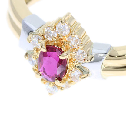 0.33ct Ruby Diamond Ring K18 Yellow Gold PT900 3.76g　Ladies