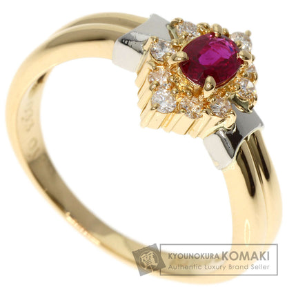 0.33ct Ruby Diamond Ring K18 Yellow Gold PT900 3.76g　Ladies
