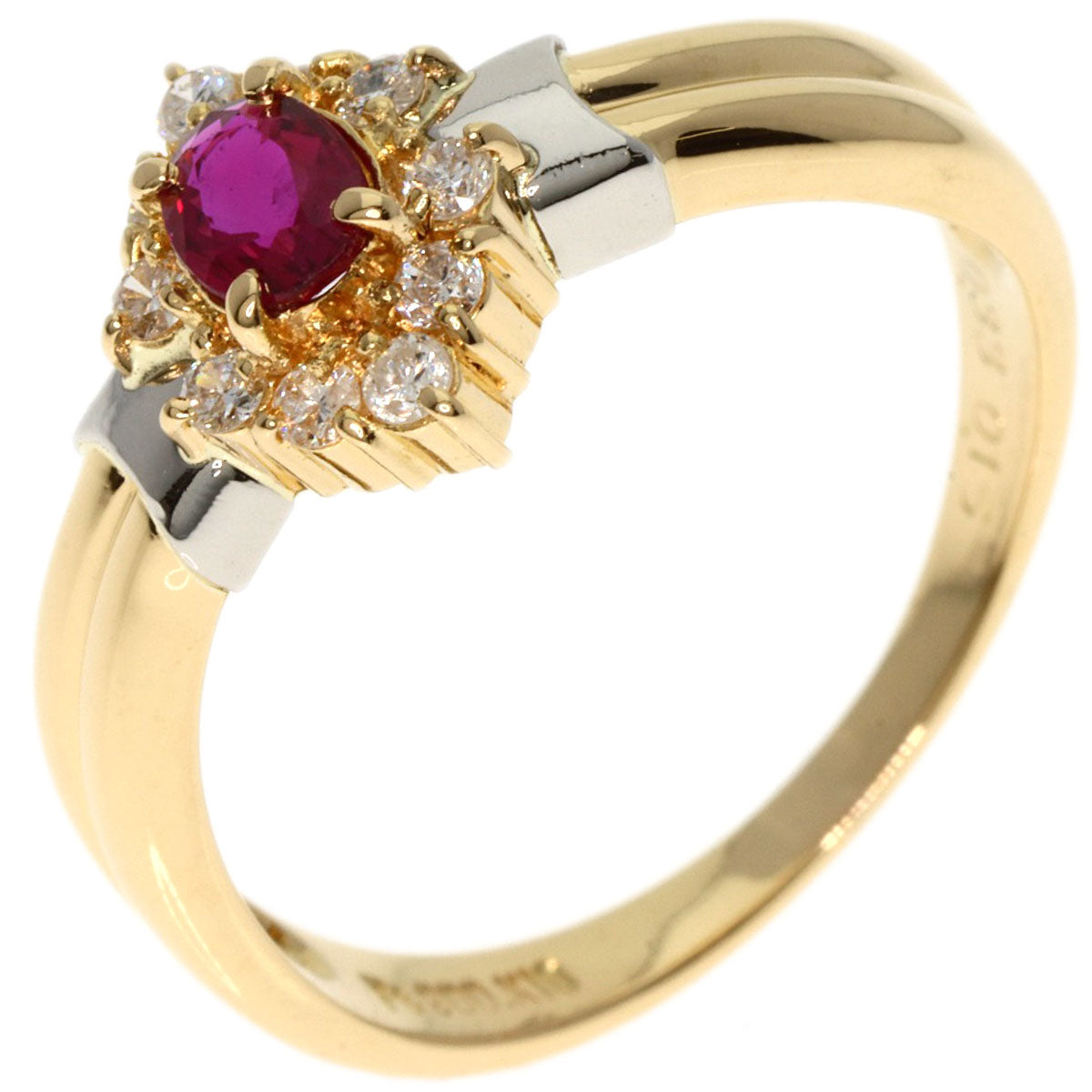 0.33ct Ruby Diamond Ring K18 Yellow Gold PT900 3.76g　Ladies