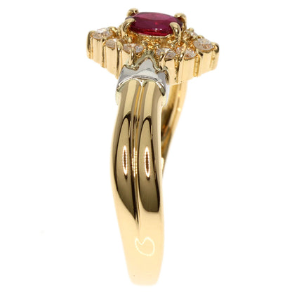0.33ct Ruby Diamond Ring K18 Yellow Gold PT900 3.76g　Ladies