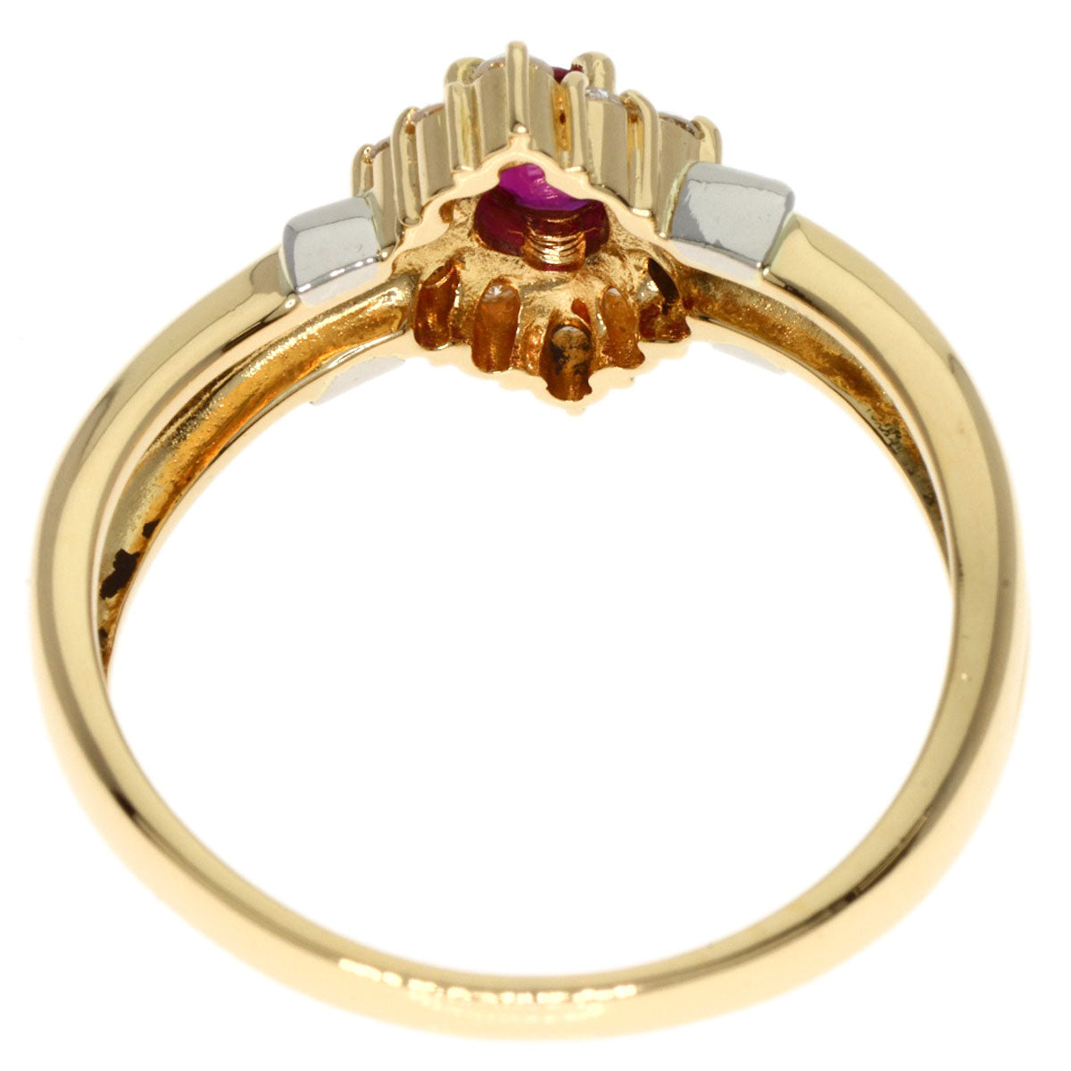 0.33ct Ruby Diamond Ring K18 Yellow Gold PT900 3.76g　Ladies