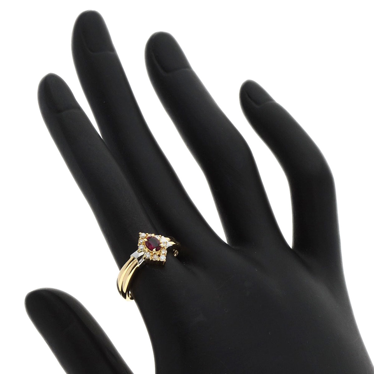 0.33ct Ruby Diamond Ring K18 Yellow Gold PT900 3.76g　Ladies