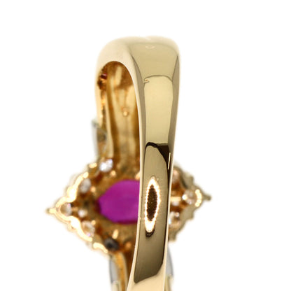 0.33ct Ruby Diamond Ring K18 Yellow Gold PT900 3.76g　Ladies