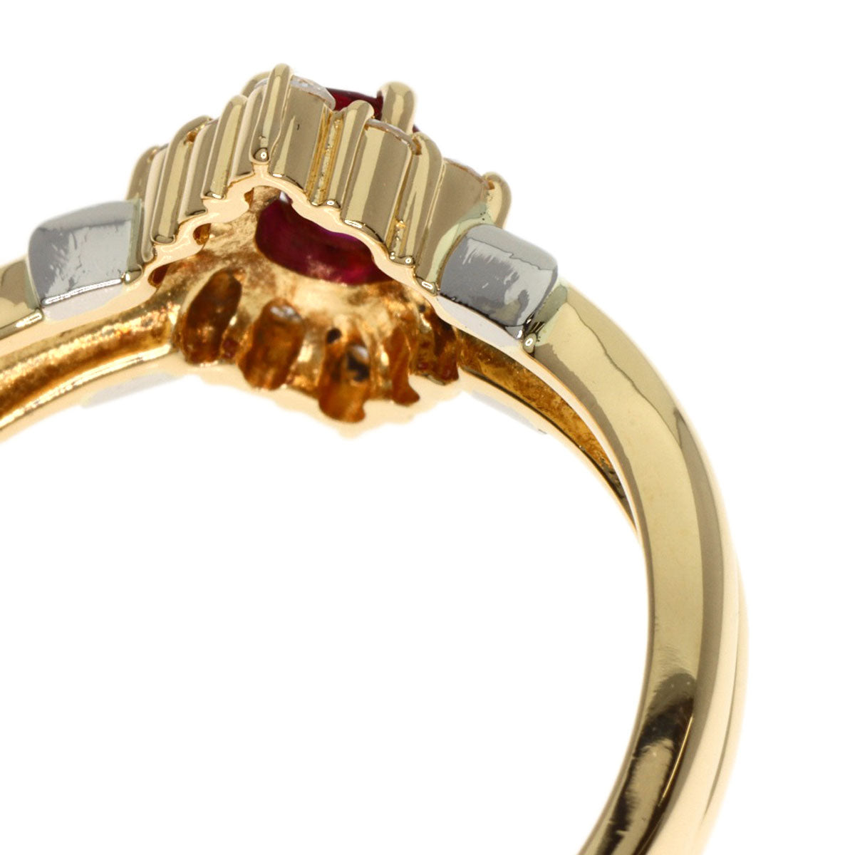 0.33ct Ruby Diamond Ring K18 Yellow Gold PT900 3.76g　Ladies