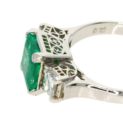 1.62ct Emerald Diamond Ring Platinum PT850  4.5g　Ladies