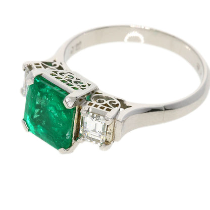 1.62ct Emerald Diamond Ring Platinum PT850  4.5g　Ladies