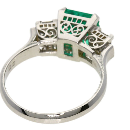 1.62ct Emerald Diamond Ring Platinum PT850  4.5g　Ladies