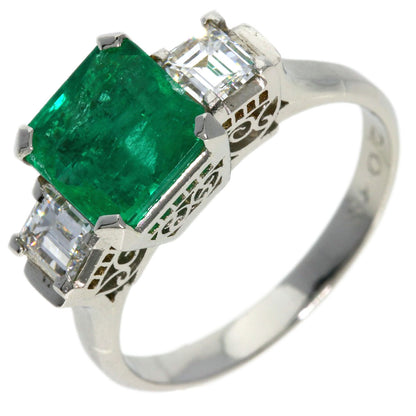 1.62ct Emerald Diamond Ring Platinum PT850  4.5g　Ladies