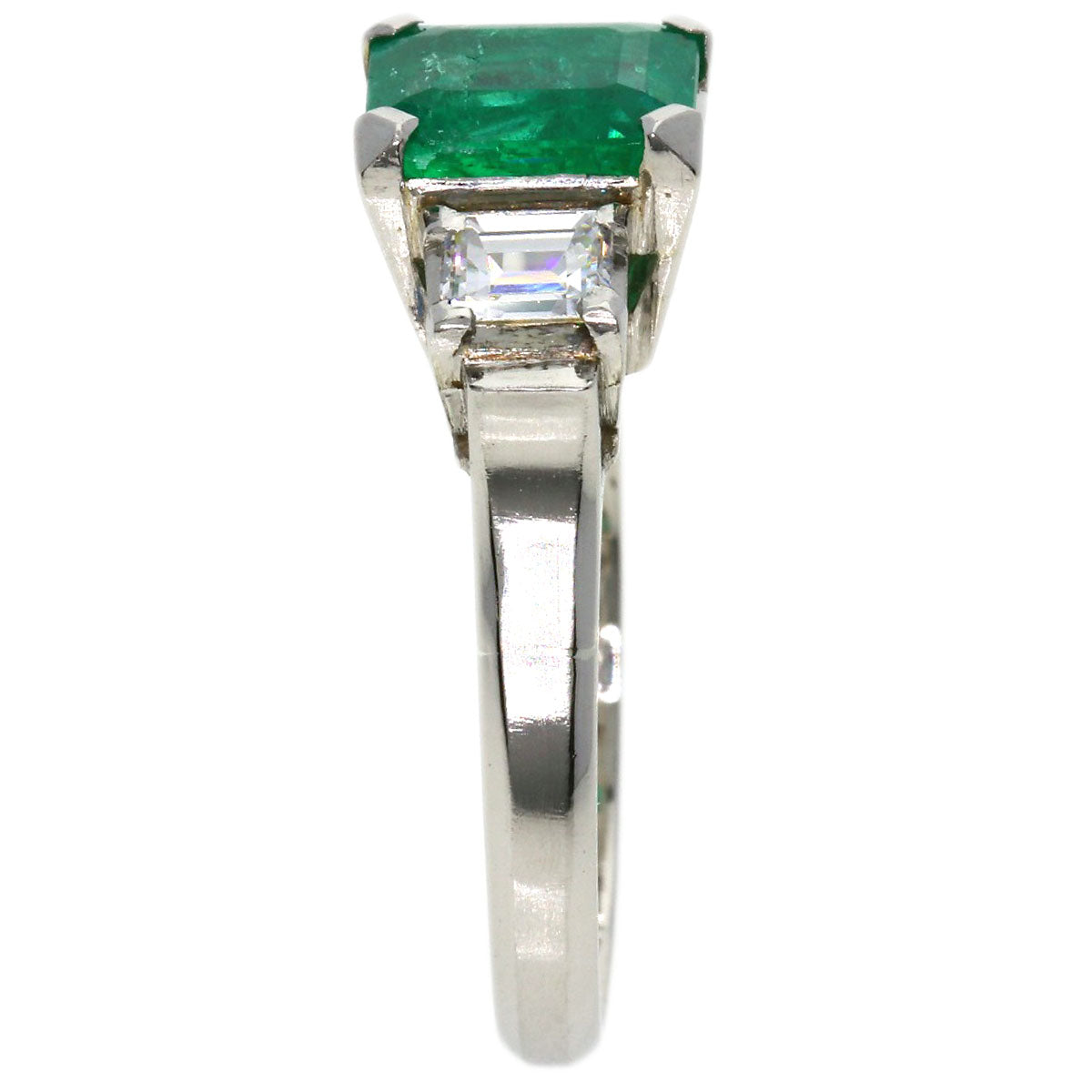1.62ct Emerald Diamond Ring Platinum PT850  4.5g　Ladies