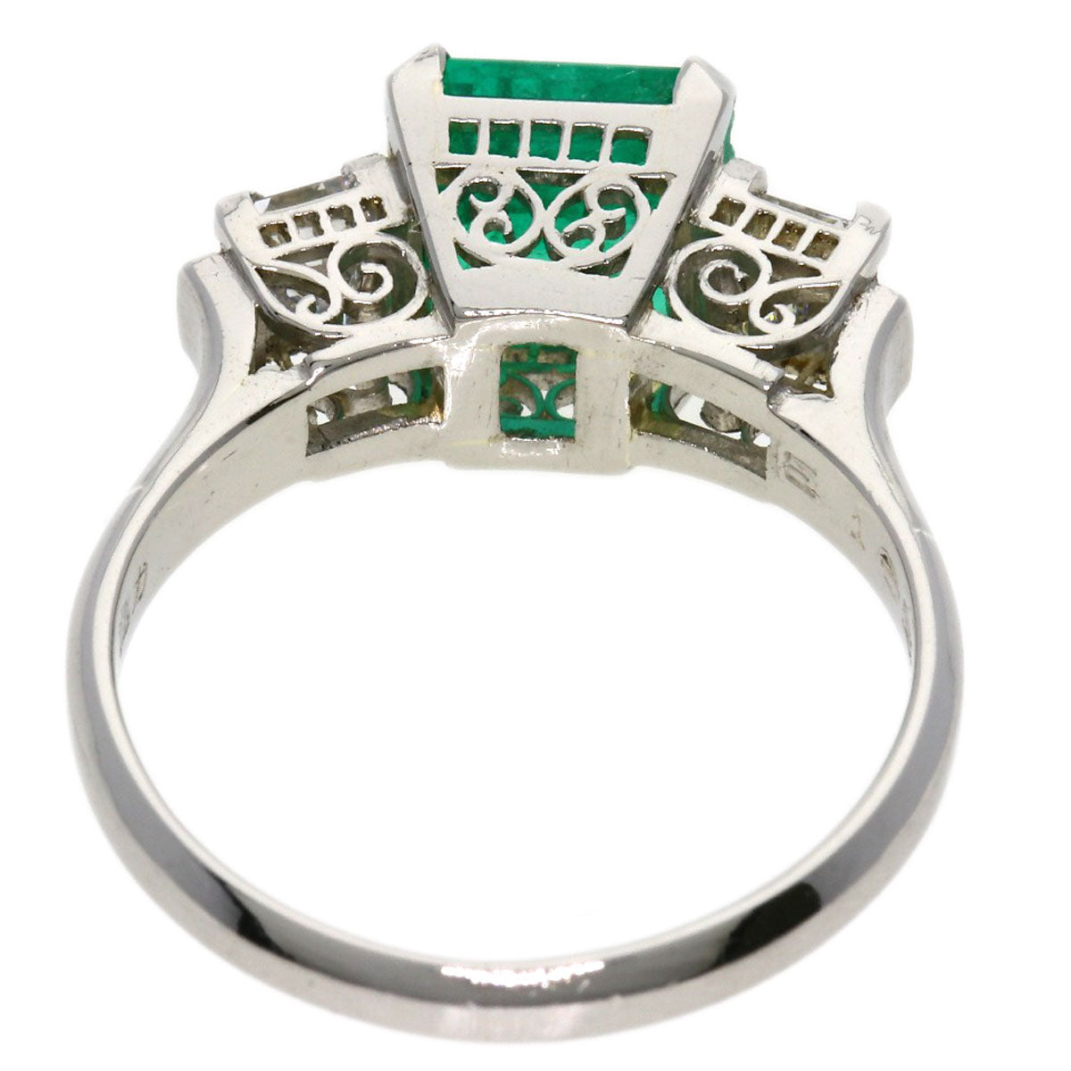 1.62ct Emerald Diamond Ring Platinum PT850  4.5g　Ladies