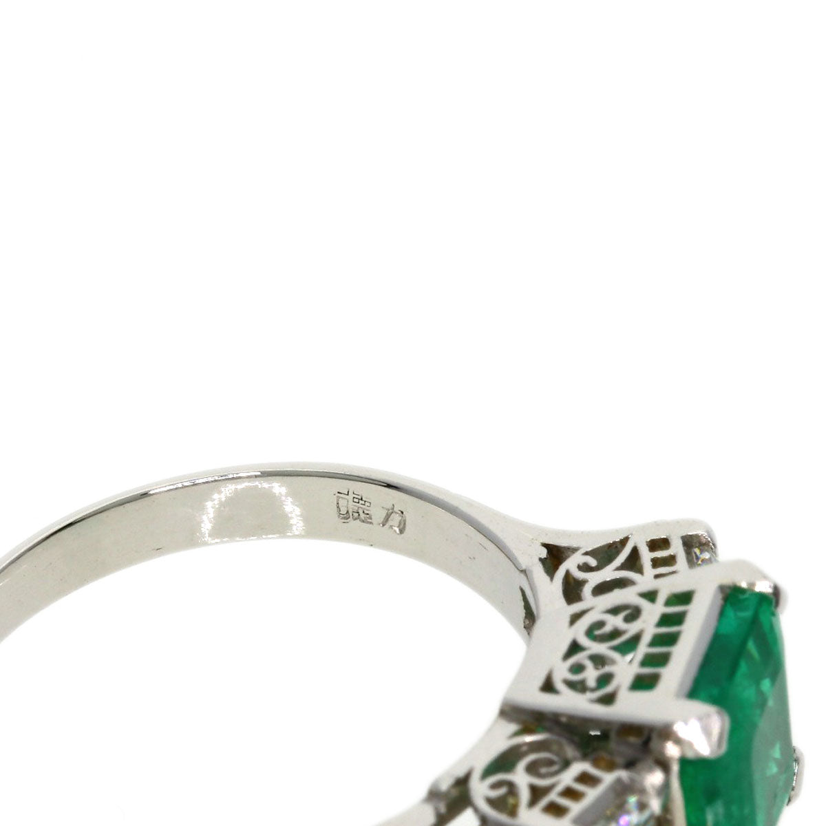 1.62ct Emerald Diamond Ring Platinum PT850  4.5g　Ladies