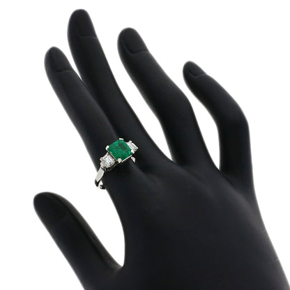 1.62ct Emerald Diamond Ring Platinum PT850  4.5g　Ladies